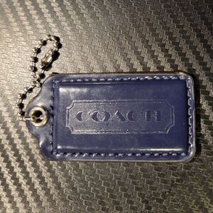 Coach Dark Purple Patent Leather Hang Tag Keychain